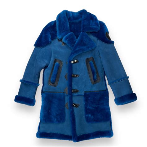 celine blue shearling coat